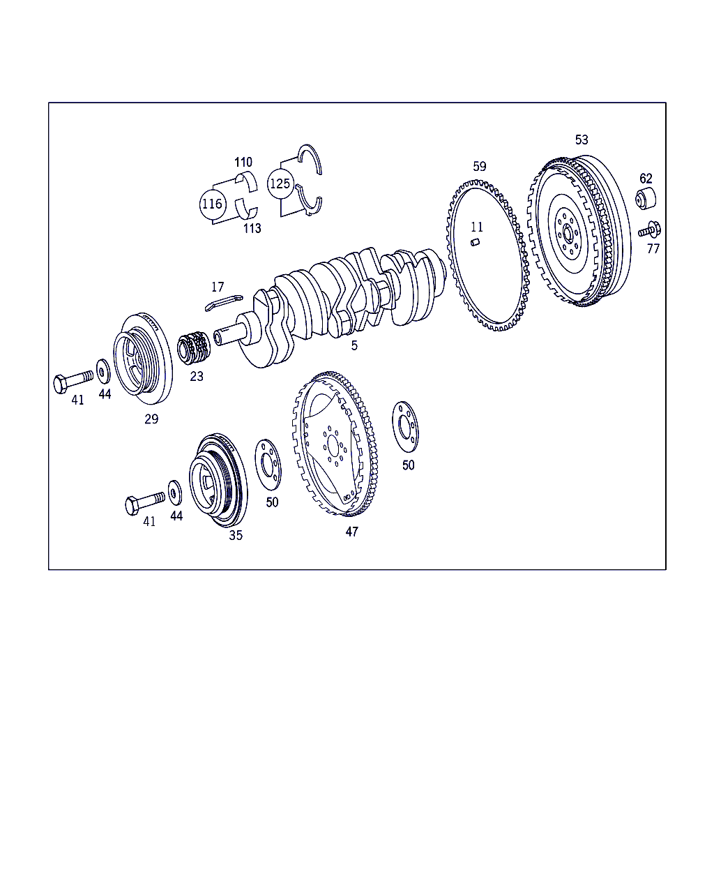 Mercedes-Benz A 611 050 03 03 - Crankshaft and flywheel: - pcs. autospares.lv