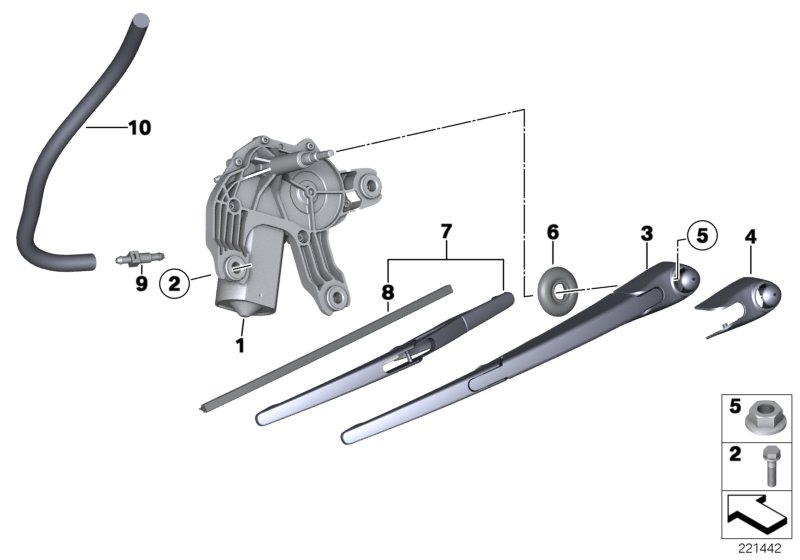 BMW 61 62 2 754 285 - Single parts for rear window wiper: 1  pcs. autospares.lv