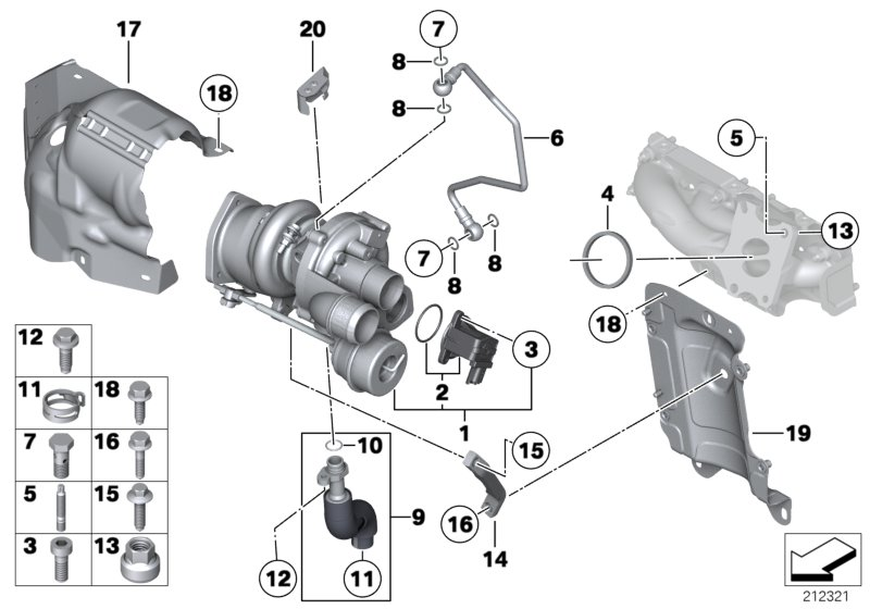 Mini 11657647003 - Turbo charger with lubrication: 1  pcs. autospares.lv