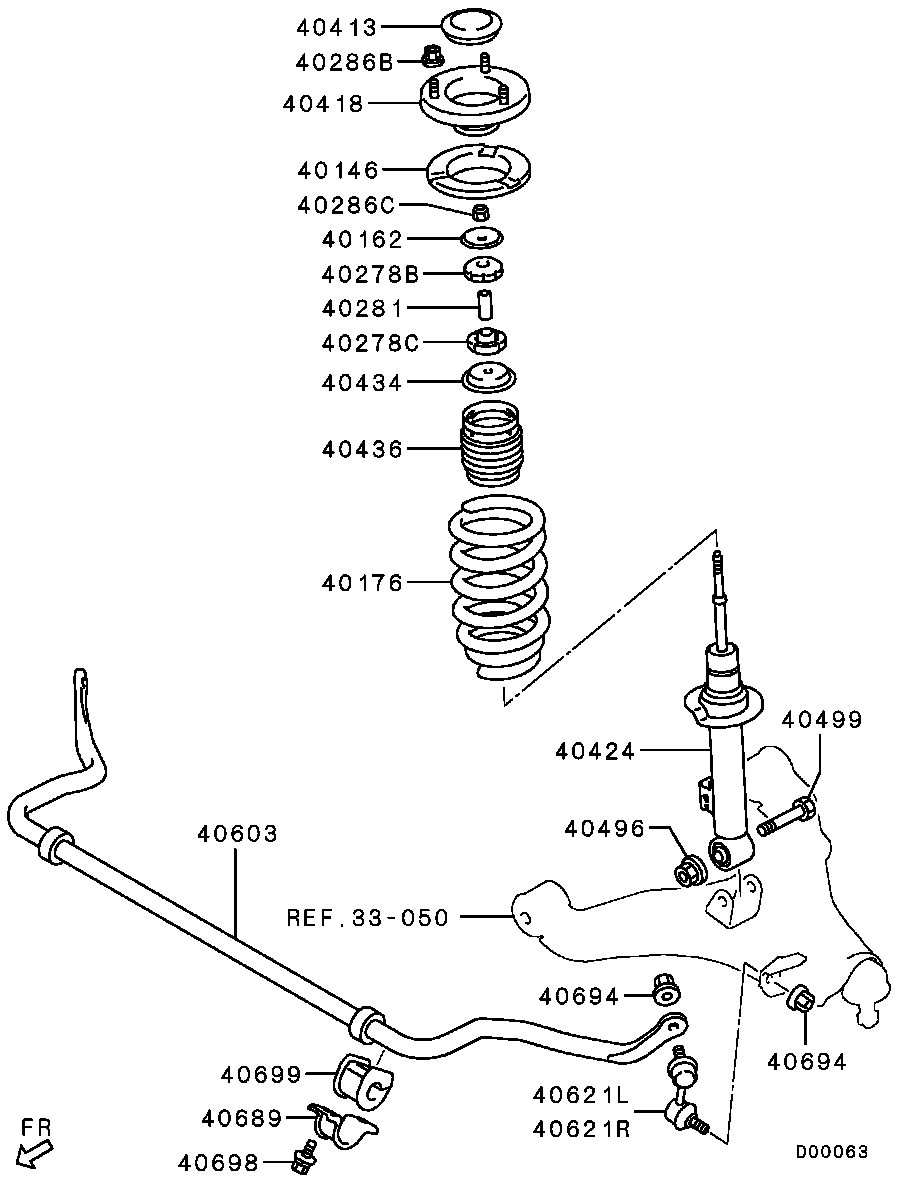 Mitsubishi MR992310 - Front suspension - front susp strut & spring: 01 pcs. autospares.lv