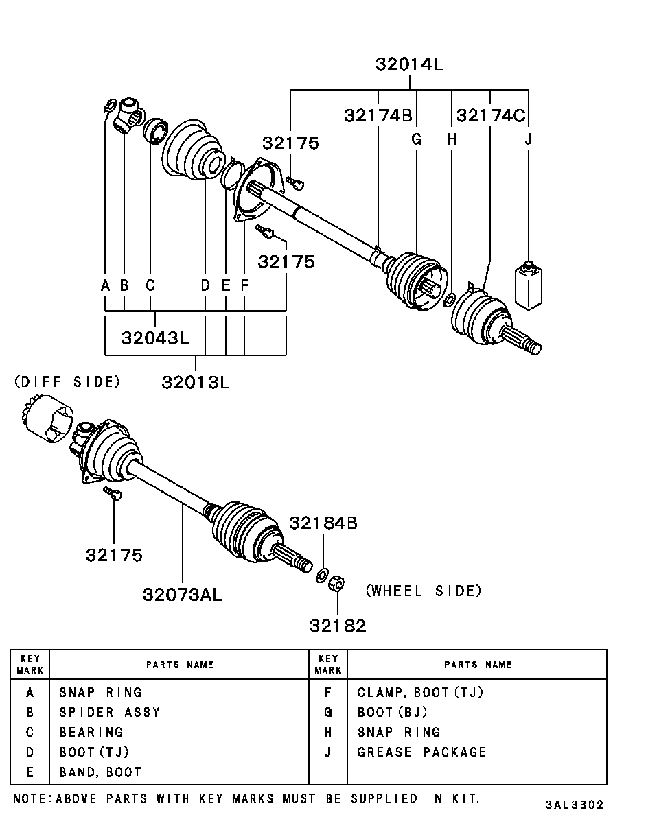 Mitsubishi MR331193 - Joint Kit, drive shaft autospares.lv