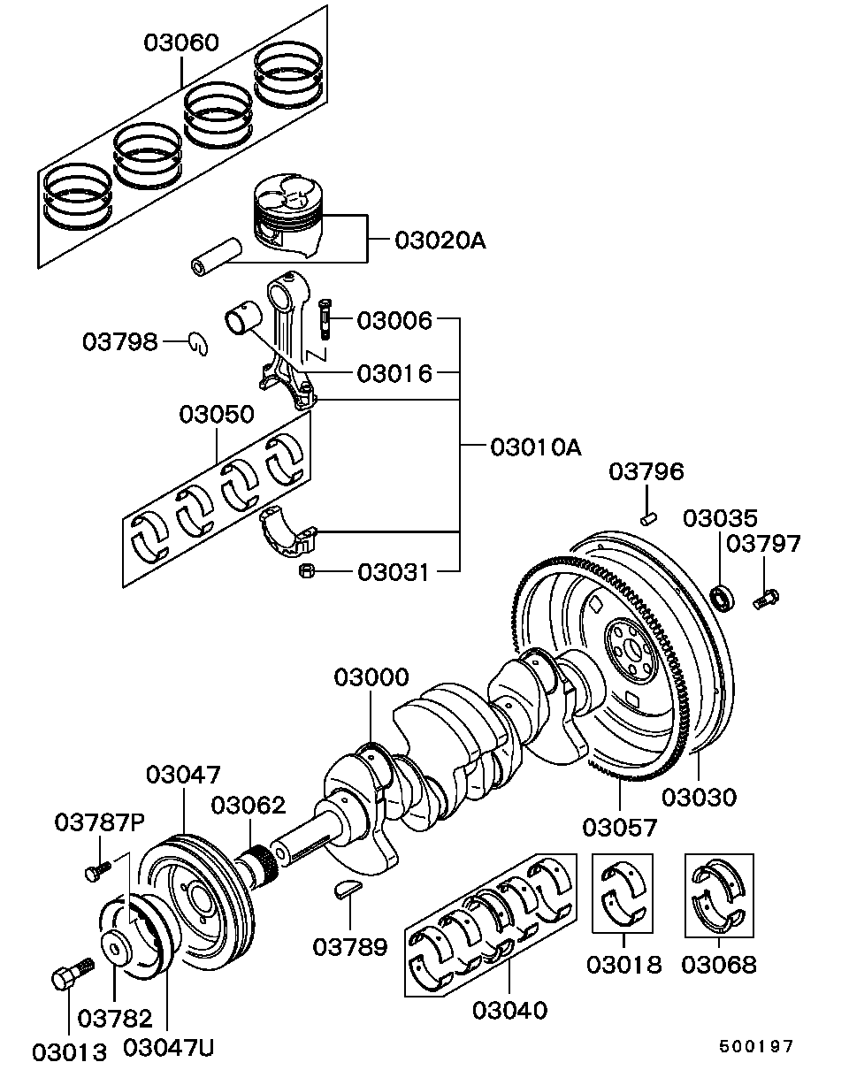 Mitsubishi MD335444 - Engine - piston & crankshaft: 01 pcs. autospares.lv