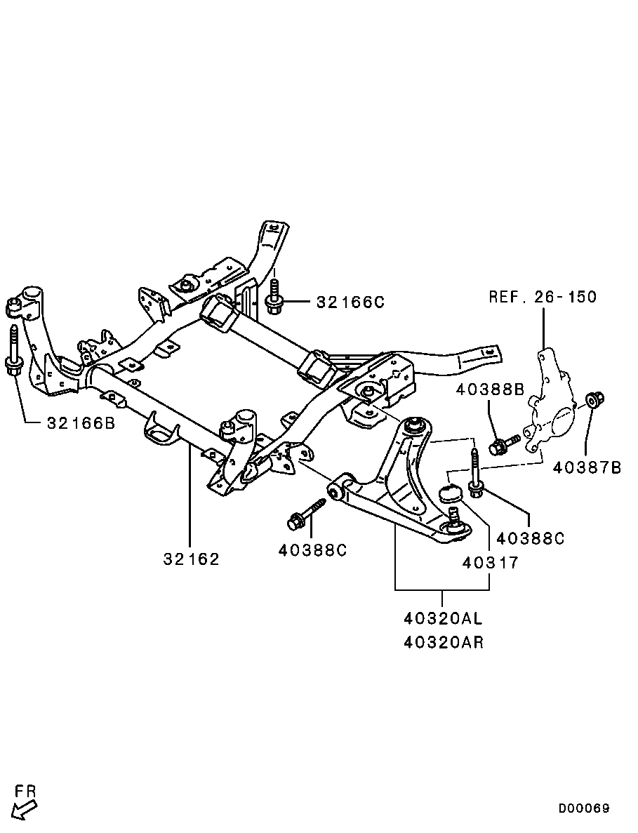 Mitsubishi 4013A292* - Front suspension - front susp arm & member: 01 pcs. autospares.lv