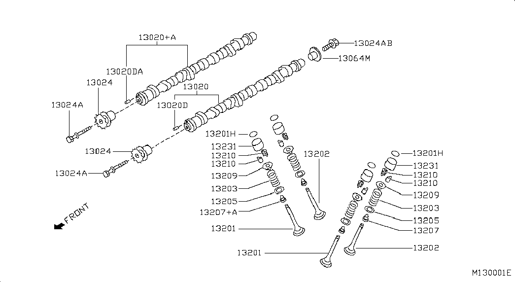 NISSAN 13207-D4201 - Camshaft & valve mechanism; camshaft & valve mechanism: 08 pcs. autospares.lv