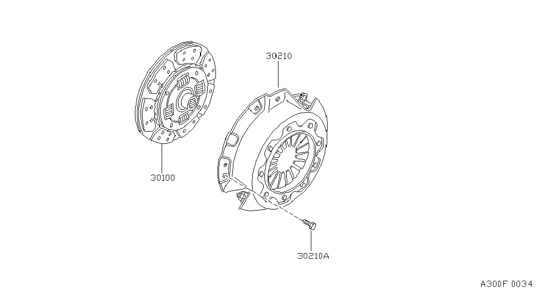 NISSAN 30210-21P00 - Clutch cover,disc & release parts: 01 pcs. autospares.lv