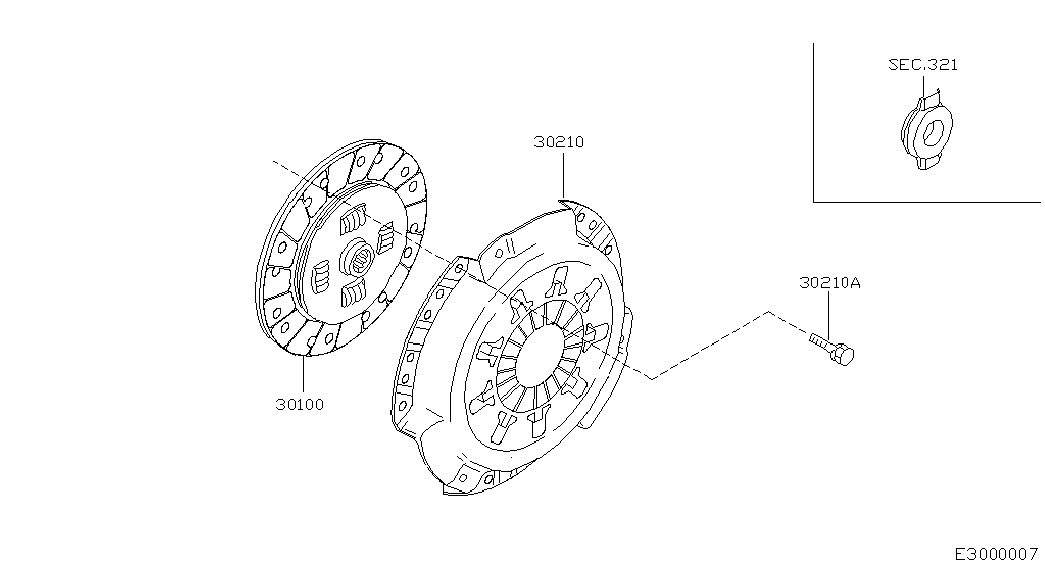 NISSAN 30210-BU000 - Clutch cover,disc & release parts: 01 pcs. autospares.lv