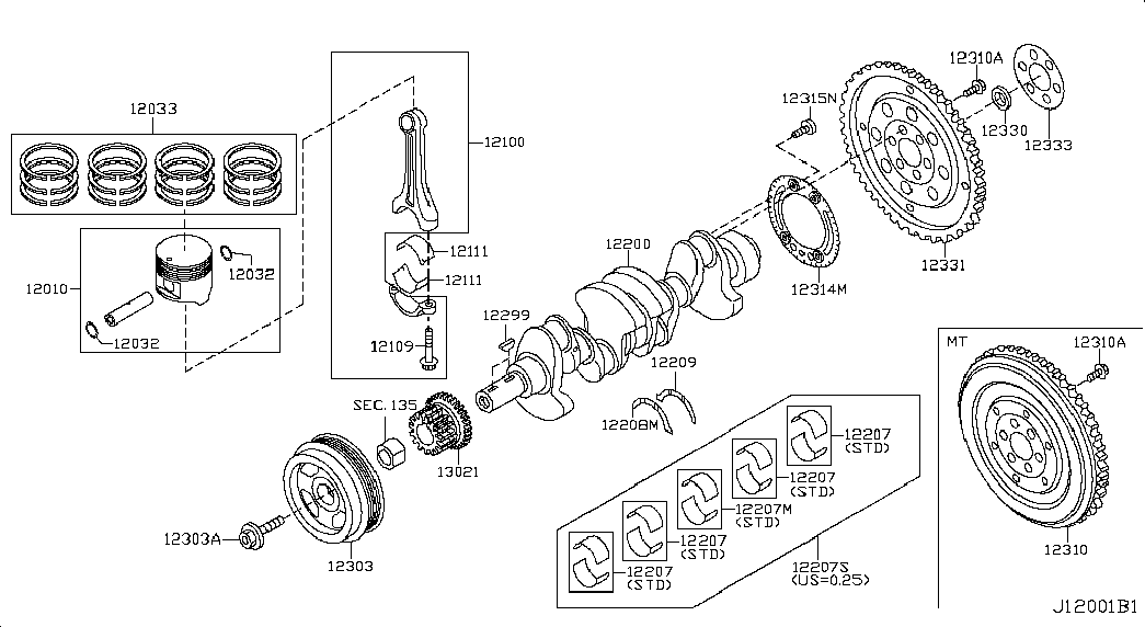 NISSAN 13021-6N20A - Piston,crankshaft & flywheel; illustration: 01 pcs. autospares.lv