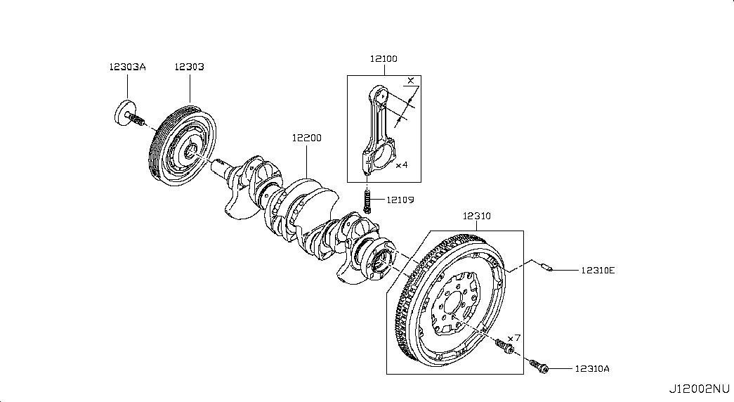 Infiniti 12303-00Q2K - Piston,crankshaft & flywheel; illustration(k9k-636): 01 pcs. autospares.lv