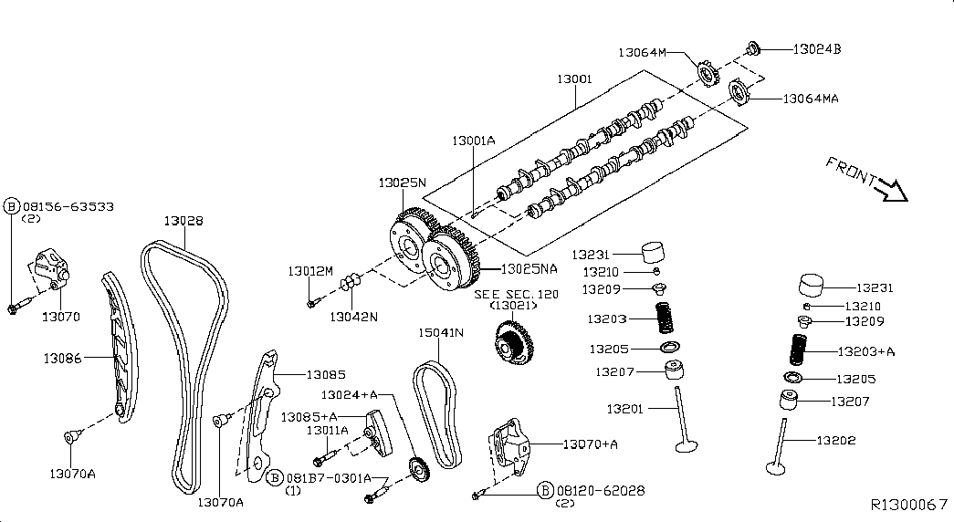 NISSAN 130283TA2A - Camshaft & valve mechanism; camshaft & valve mechanism: 01 pcs. autospares.lv