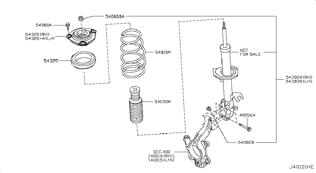 NISSAN 54325-ED02A- - Front suspension; strut: 02 pcs. autospares.lv