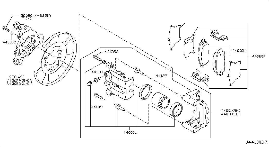 NISSAN 44060EG00J - Brake Pad Set, disc brake autospares.lv