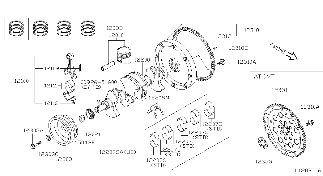 NISSAN 13021-5F600 - Piston,crankshaft & flywheel; (illustration): 01 pcs. autospares.lv