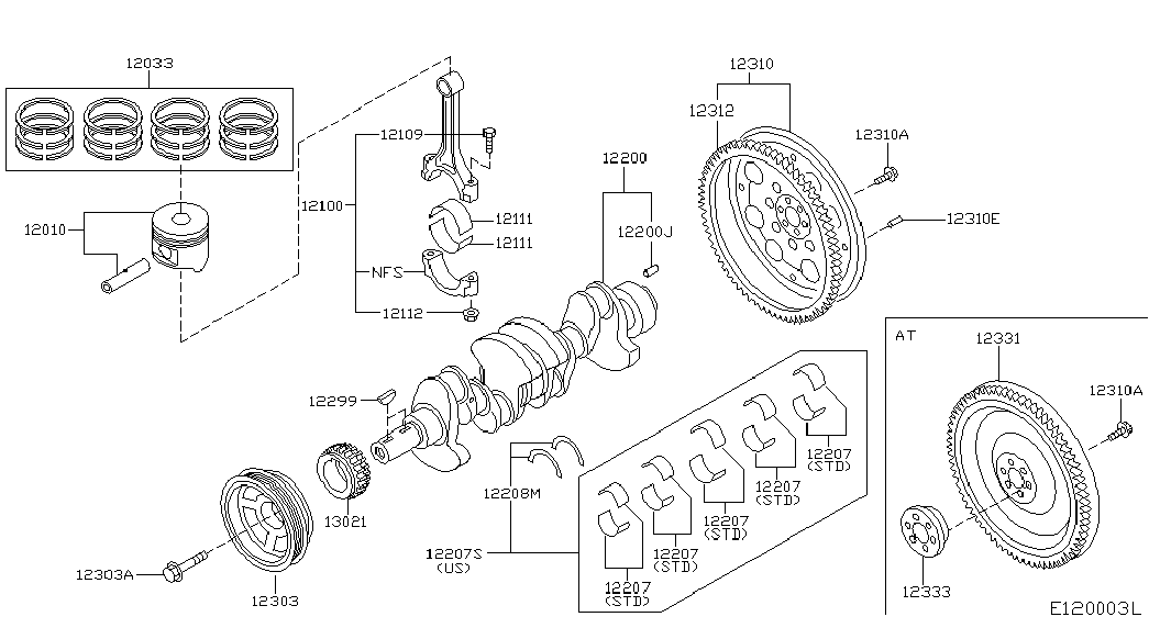 COMMER 13021-BX000 - Piston,crankshaft & flywheel; illustration: 01 pcs. autospares.lv