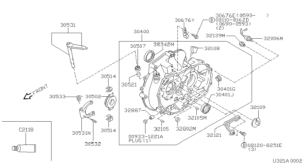 NISSAN 30502-81N00 - Transmission case & clutch release; cltuch housing: 01 pcs. autospares.lv