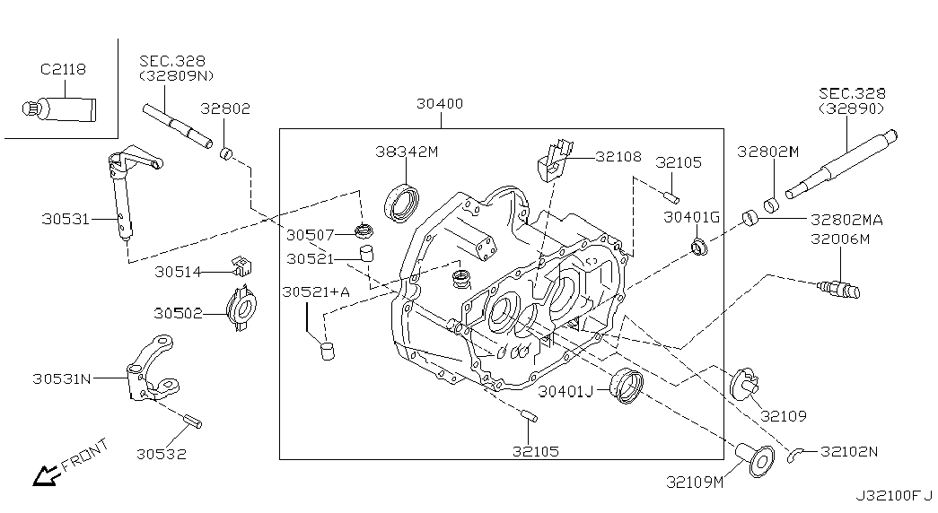 NISSAN 30502-53J05 - Transmission case & clutch release; clutch housing: 01 pcs. autospares.lv