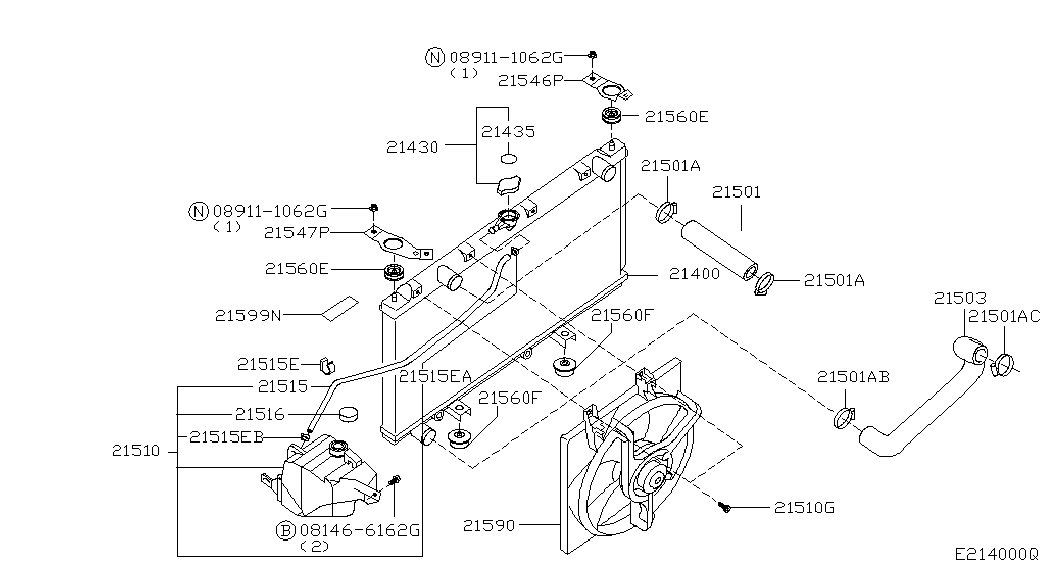 NISSAN 214109F600 - Radiator,shroud & inverter cooling; radiator: 01 pcs. autospares.lv