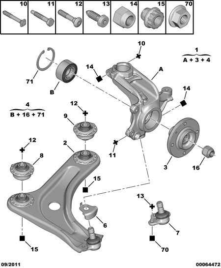 DS 3522 75 - Front pivots and hubs-hub bearing: 06 pcs. autospares.lv