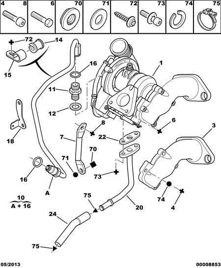 PEUGEOT 0375A1* - Turbo charger oil return hose: 01 pcs. autospares.lv