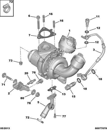 DS 96 770 627 80 - Turbo charger oil return hose: 01 pcs. autospares.lv