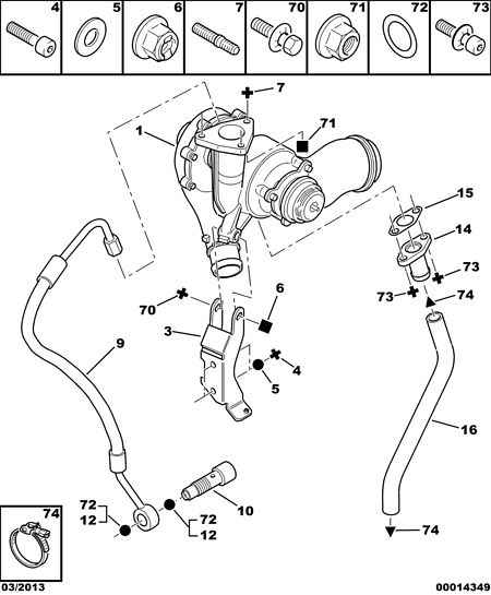 CITROËN (DF-PSA) 0375 F7 - Turbo charger oil return hose: 01 pcs. autospares.lv