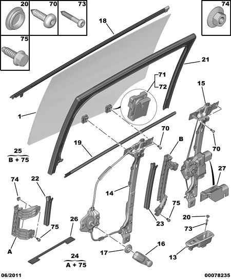 IJS 93-1197 - Rear hinged side door glass: 01 pcs. autospares.lv