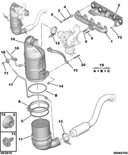 PEUGEOT 1738 83 - Front catalytic exhaust manifold: 01 pcs. autospares.lv