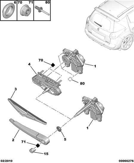 PEUGEOT 6423 91 - Rear window wiper: 01 pcs. autospares.lv