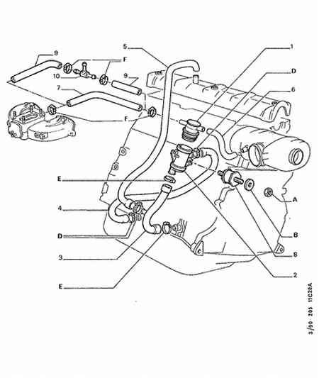 PEUGEOT 1180 58 - Oil vapor and gas piping: 01 pcs. autospares.lv