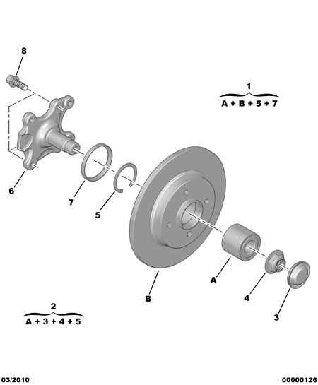 PEUGEOT 3738 11 - Rear arms stops hubs bearings: 02 pcs. autospares.lv