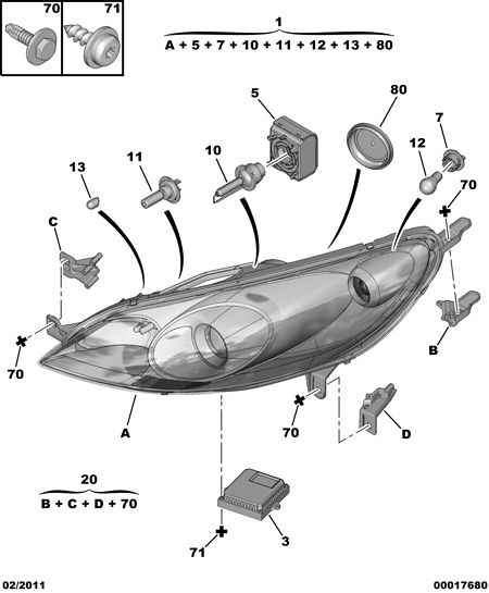 PEUGEOT (DF-PSA) 6216 A9 - Headlight - glass - lamp: 02 pcs. autospares.lv