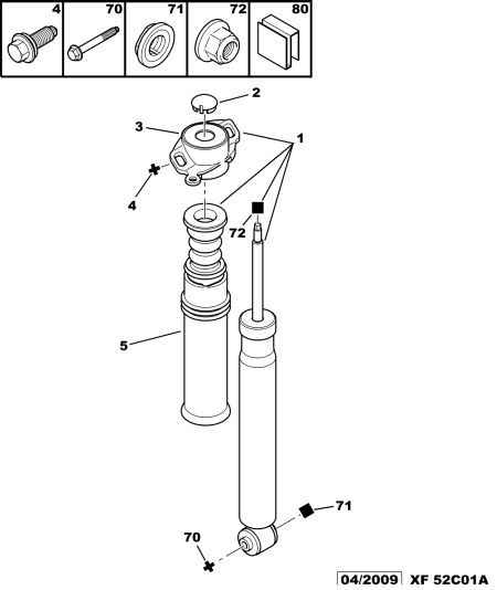 CITROËN/PEUGEOT 5206 T9 - Rear shock absorber: 02 pcs. autospares.lv