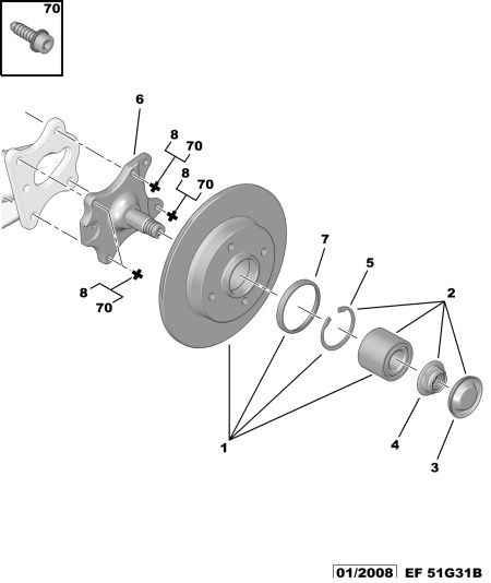 PEUGEOT (DF-PSA) 4249 19 - Rear arms stops hubs bearings: 02 pcs. autospares.lv