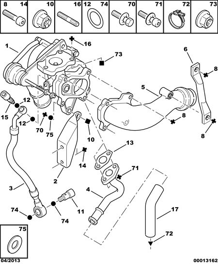 CITROËN/PEUGEOT 0375 G3 - Turbo charger oil return hose: 01 pcs. autospares.lv