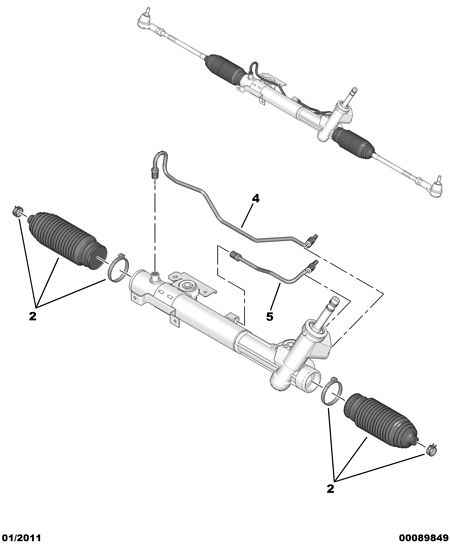 PEUGEOT 4066 84 - Steering rack components: 02 pcs. autospares.lv