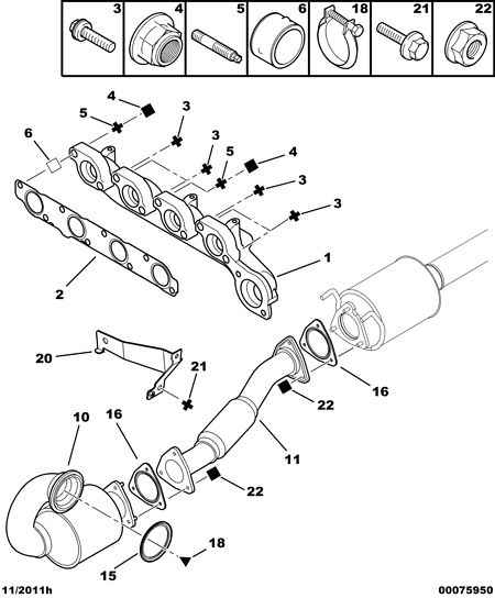 DS 1709.40 - Front catalytic exhaust manifold: 02 pcs. autospares.lv