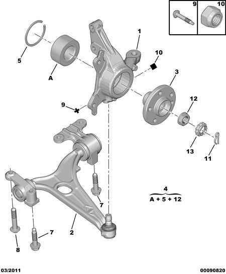 PEUGEOT 3350.83 - Front pivots and hubs-hub bearing: 02 pcs. autospares.lv