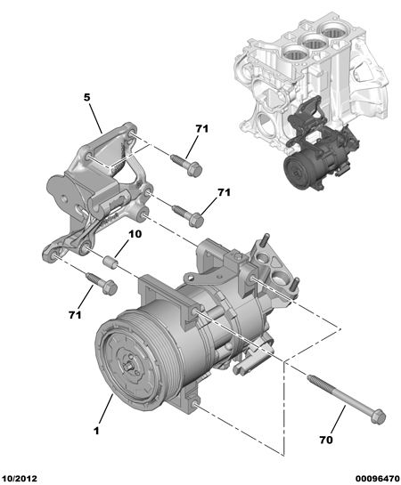 CITROËN/PEUGEOT 96 722 470 80 - Air conditioned compressor detail: 01 pcs. autospares.lv