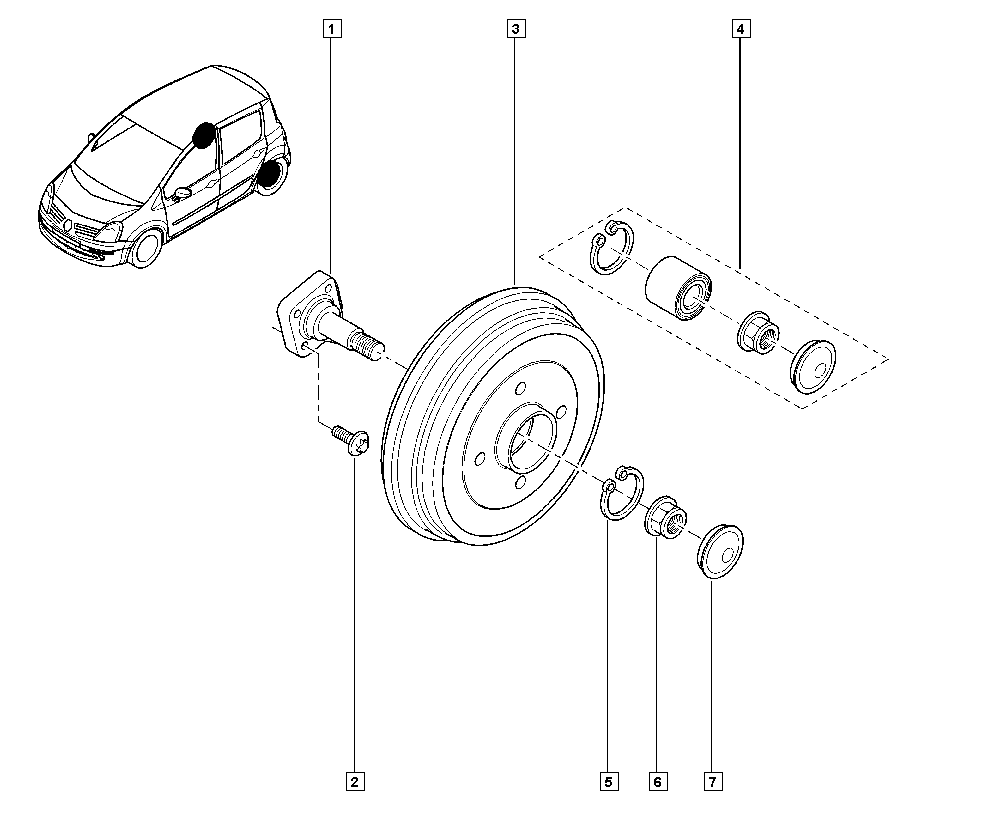 RENAULT 432021782R - Stub axle - hubs (brake drum) autospares.lv