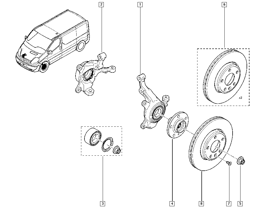 RENAULT 77 11 130 077 - Stub axle - disk autospares.lv