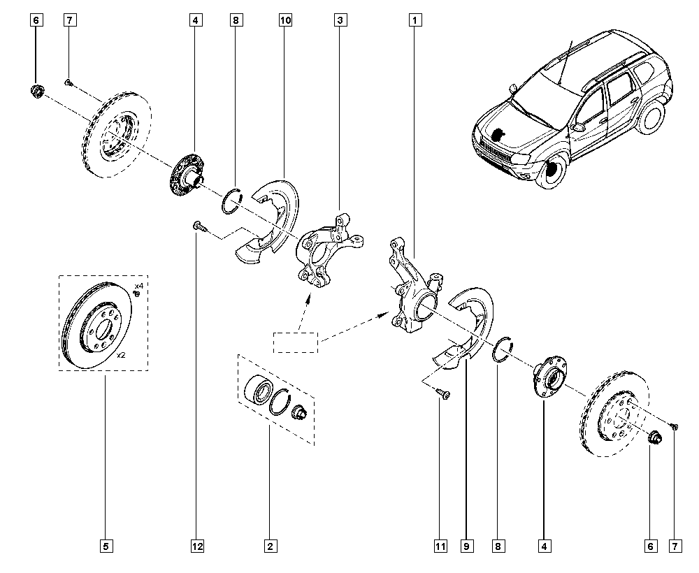 RENAULT 402060010R - Stub axle - disk autospares.lv