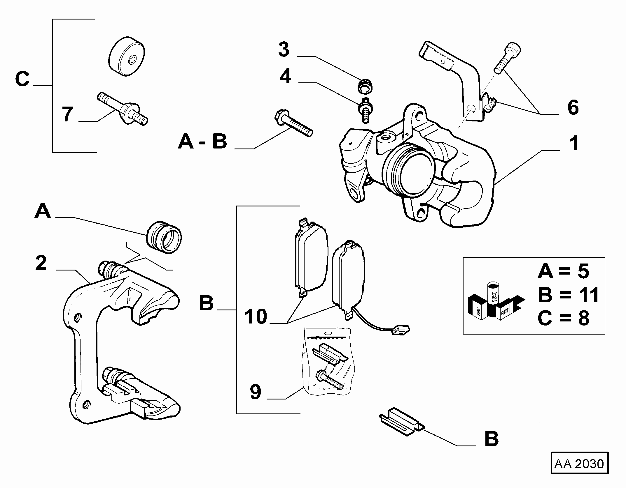 Alfa Romeo 77364524 - 51877193 - rear caliper rh (var.: 1/rev.: 0), (pnc:3; №1): 01 pcs. autospares.lv