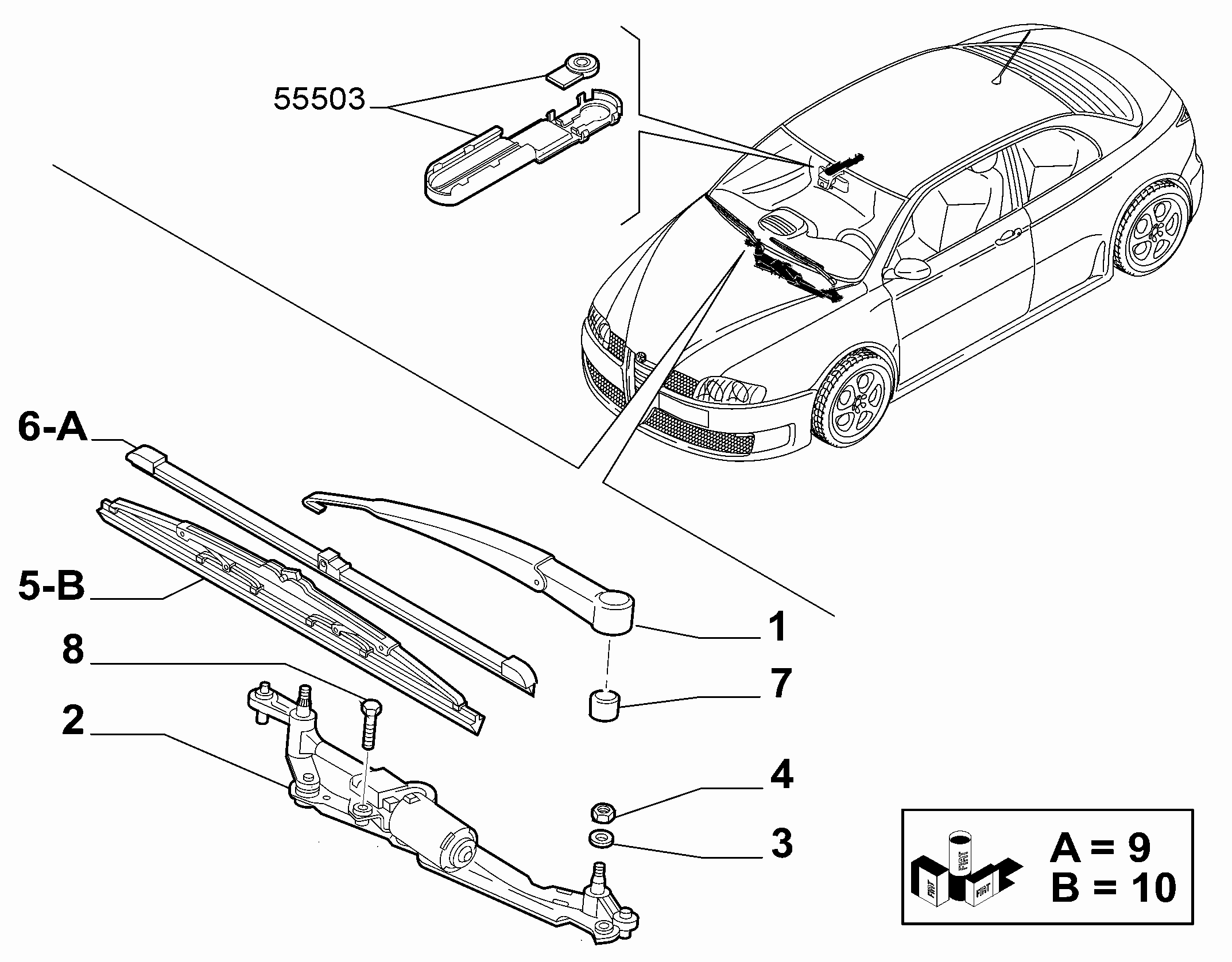 Alfa Romeo 5901472 - Windscreen wiper (var.: 1/rev.: 0): 1 pcs. autospares.lv