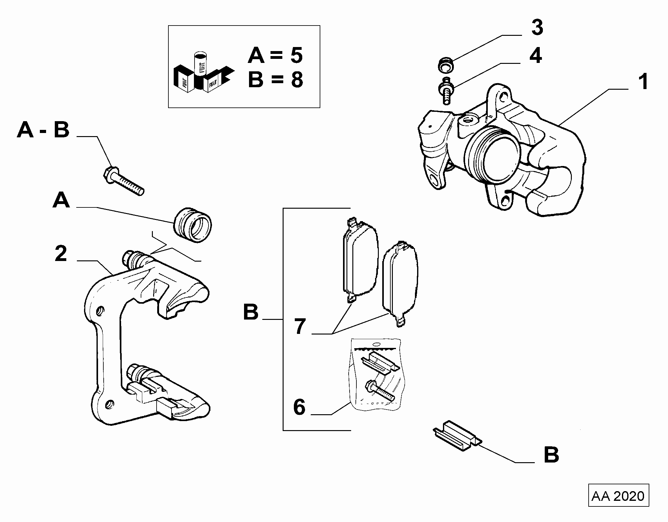 Alfa Romeo 77363650 - 735483685 - rear caliper lh (var.: 1/rev.: 0), (pnc:7; №1): 01 pcs. autospares.lv