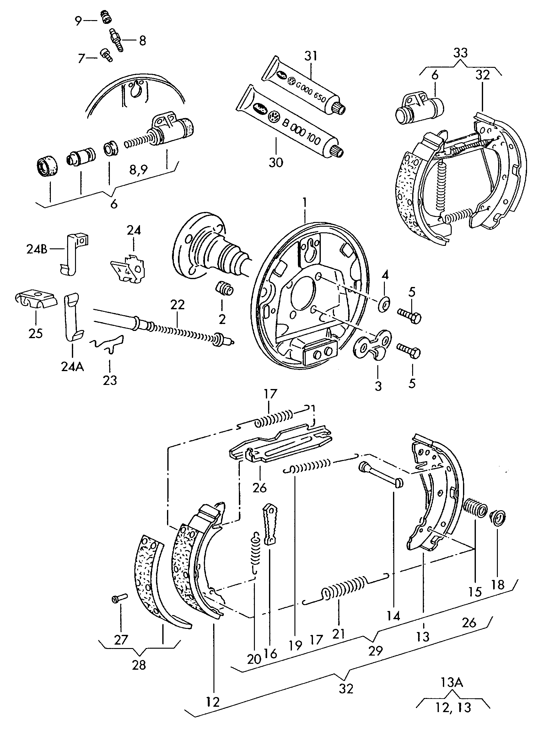 VAG 191 609 525 - Drum brake for vehicles without anti- lock braking system: 1 pcs. autospares.lv