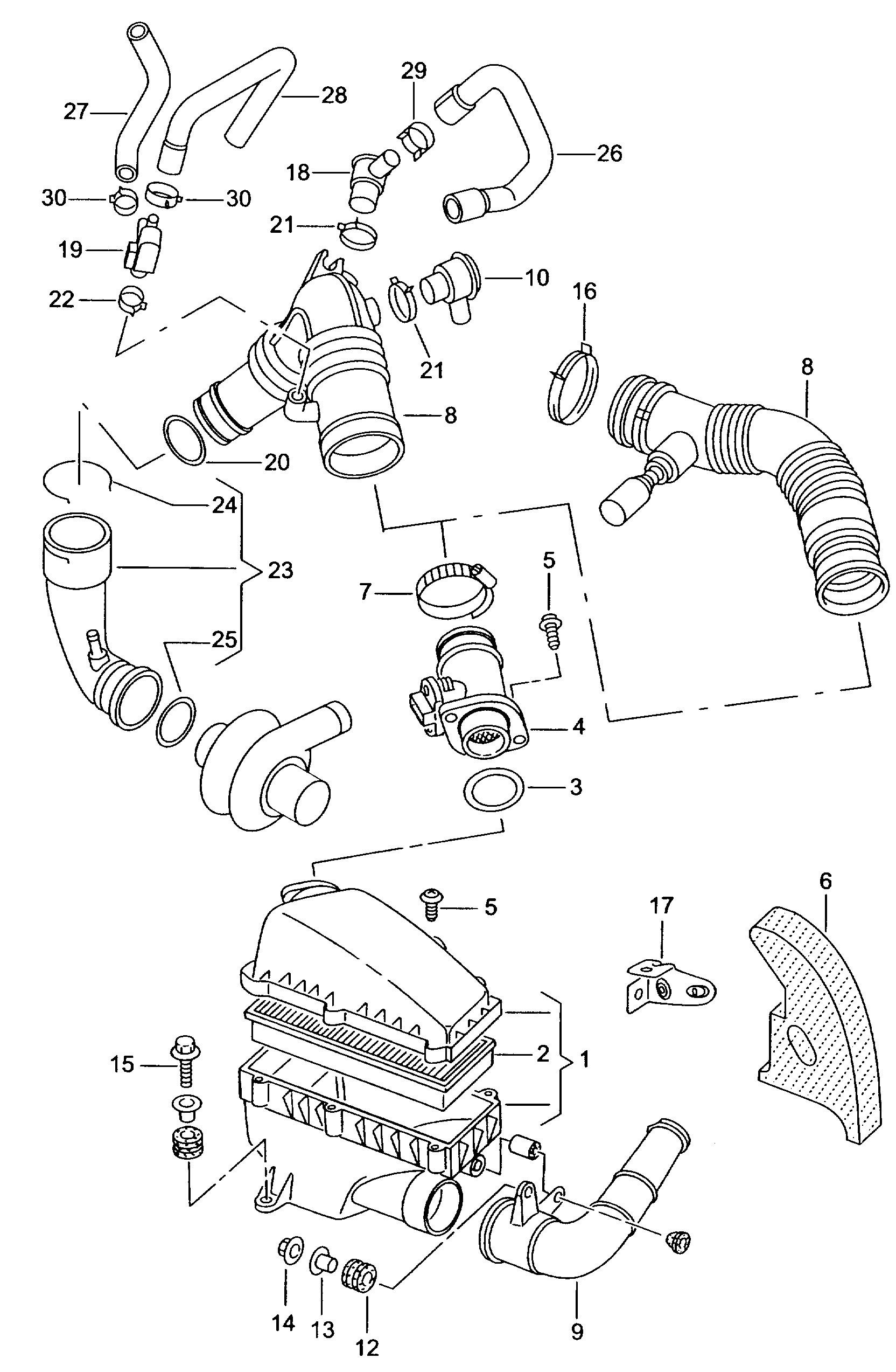 VW 06A 906 461 D - Air filter with connecting parts: 1 pcs. autospares.lv