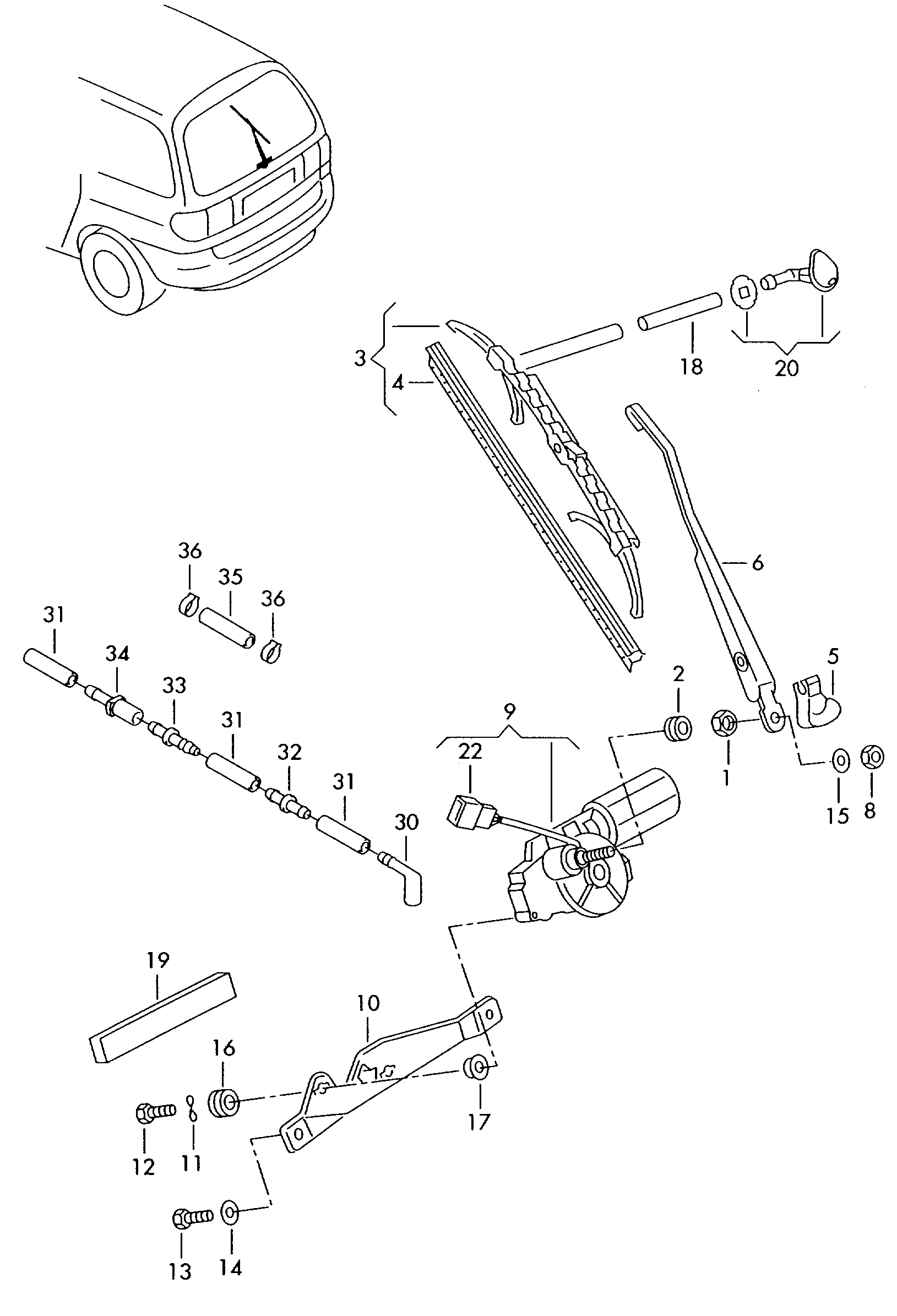 Seat 7M3 955 425 D - Wiper and washer system for rear window: 1 pcs. autospares.lv