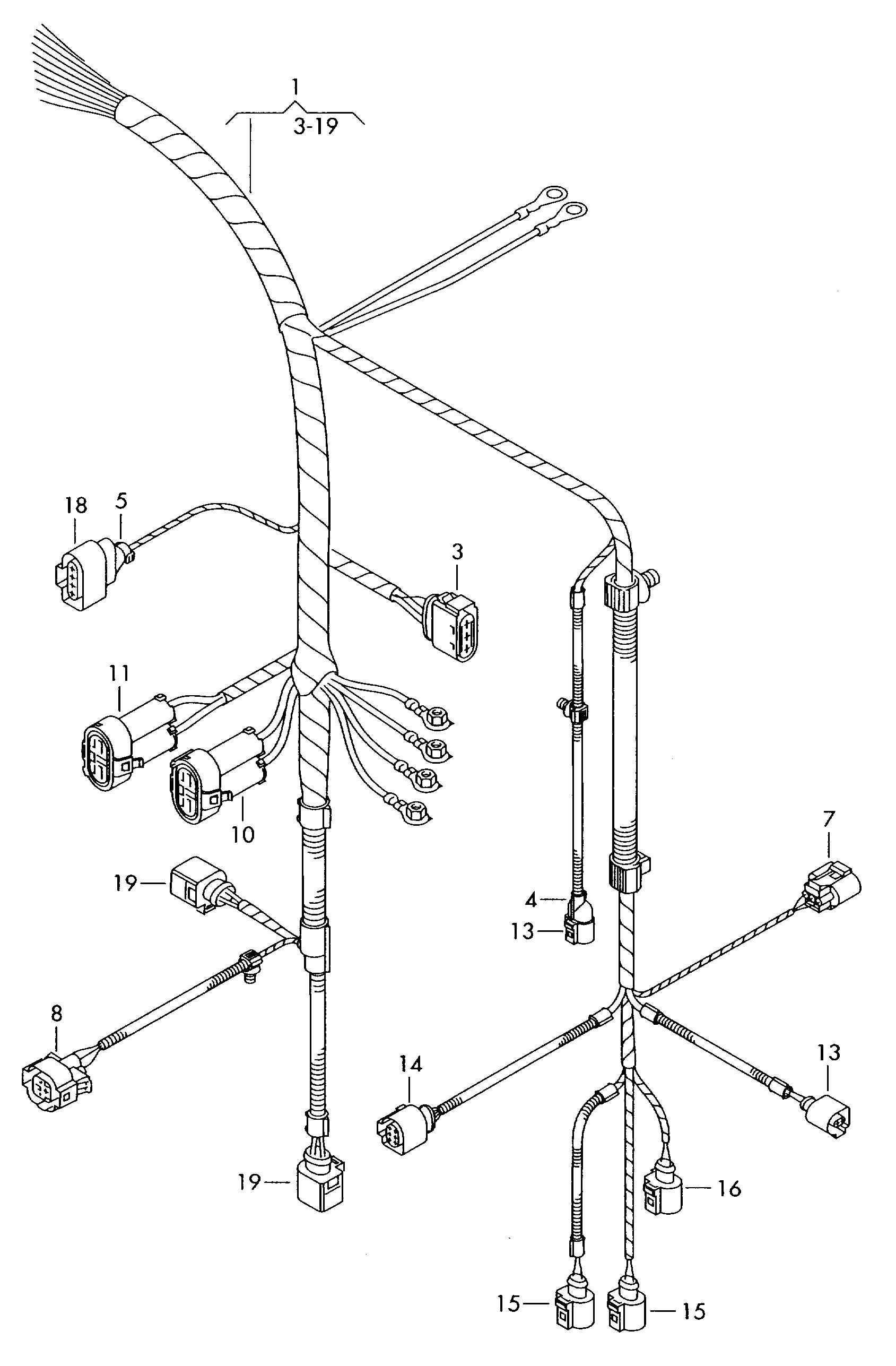 VW 1H0973203 - Part section wiring harness for radiator fan wiring set section : 1 pcs. autospares.lv