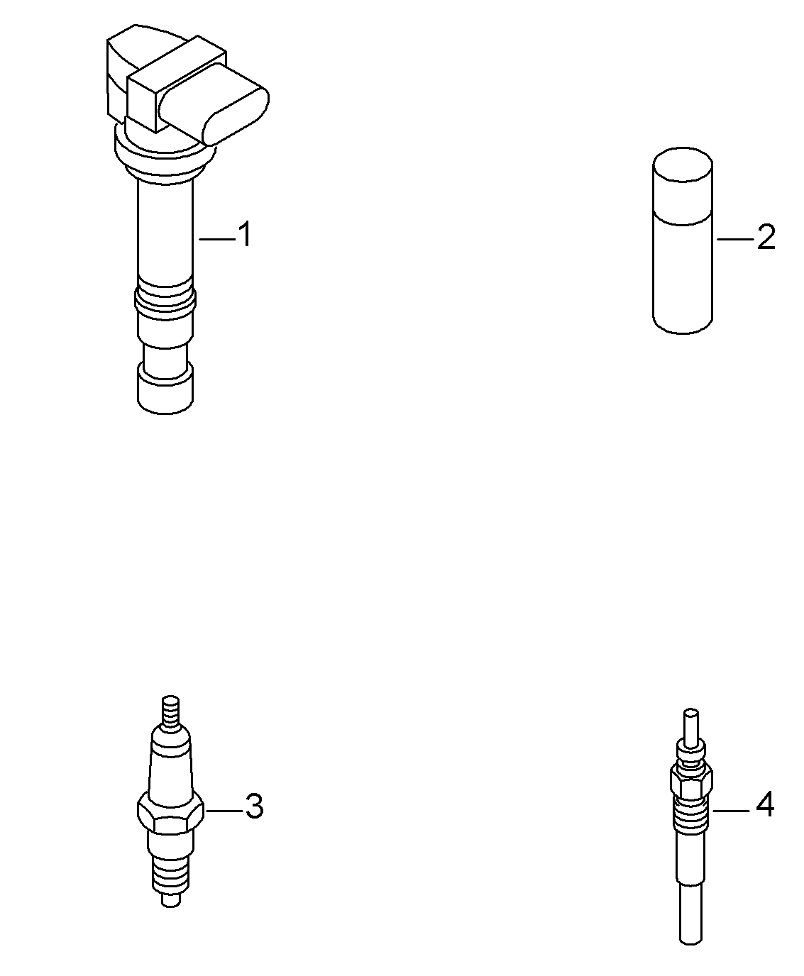 Skoda 101 905 620 - Ignition coil spark plug impulse sender glow plug: 4 pcs. autospares.lv