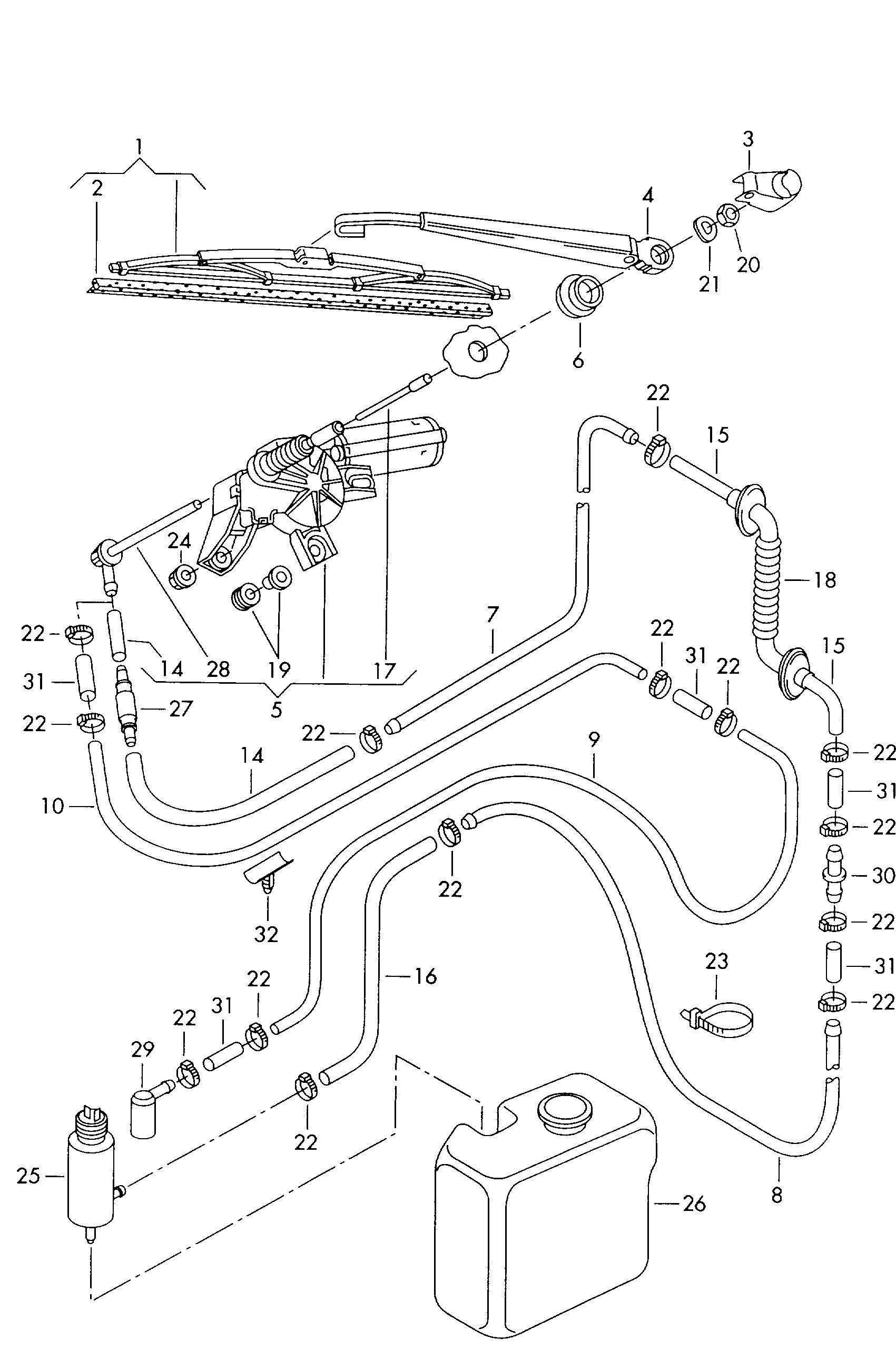 VAG 1M6 955 425 C - Wiper and washer system for rear window: 1 pcs. autospares.lv