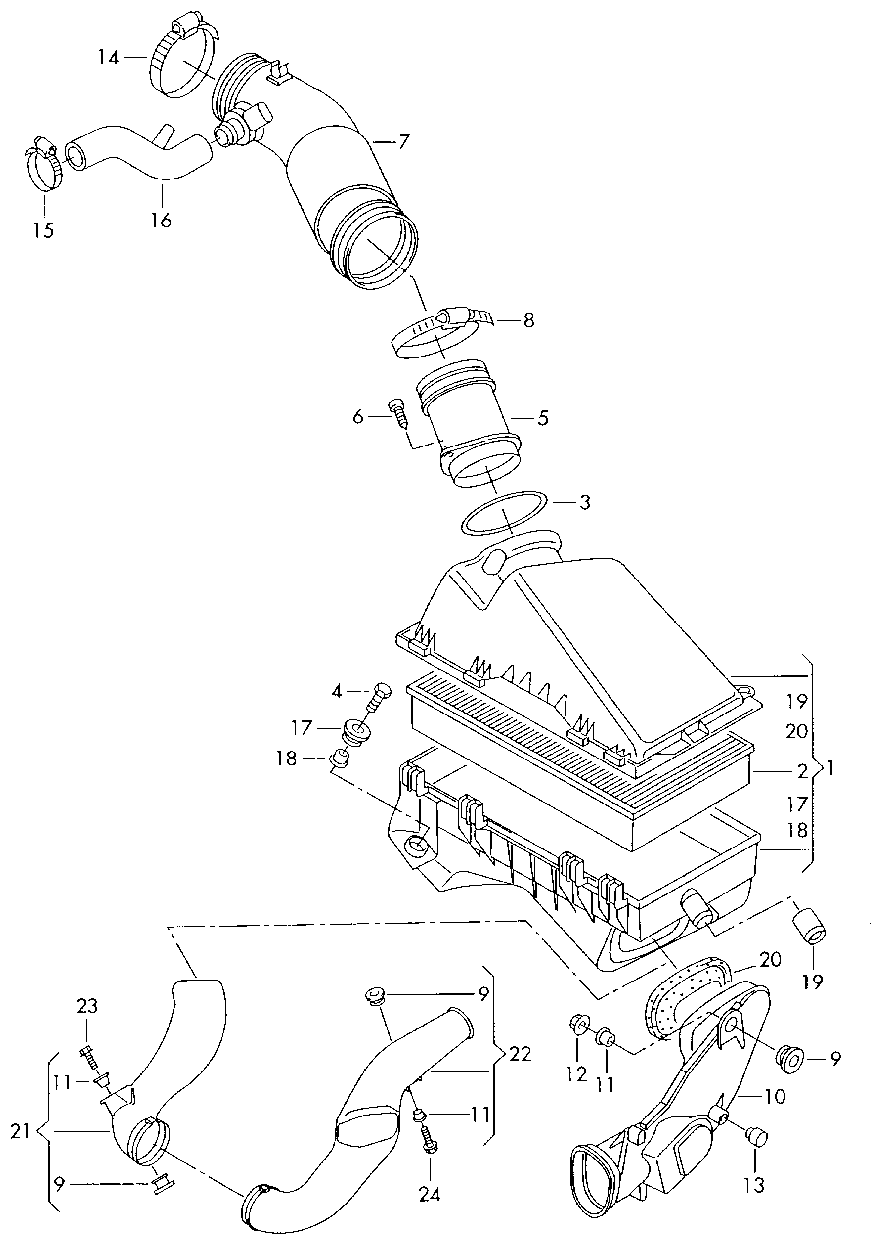 AUDI 071 906 461 A - Air filter with connecting parts: 1 pcs. autospares.lv